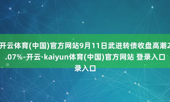 开云体育(中国)官方网站9月11日武进转债收盘高潮2.07%-开云·kaiyun体育(中国)官方网站 登录入口