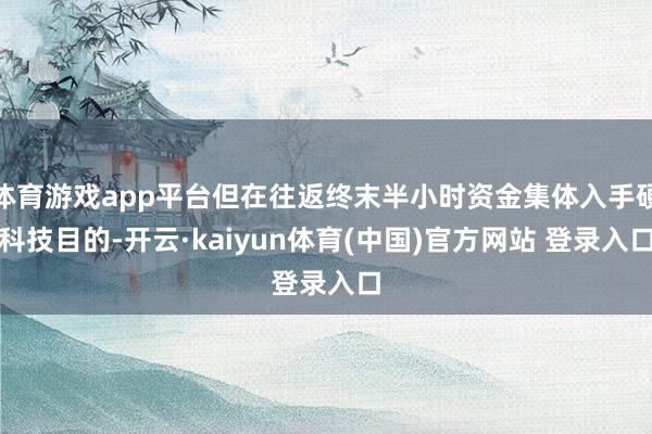 体育游戏app平台但在往返终末半小时资金集体入手硬科技目的-开云·kaiyun体育(中国)官方网站 登录入口